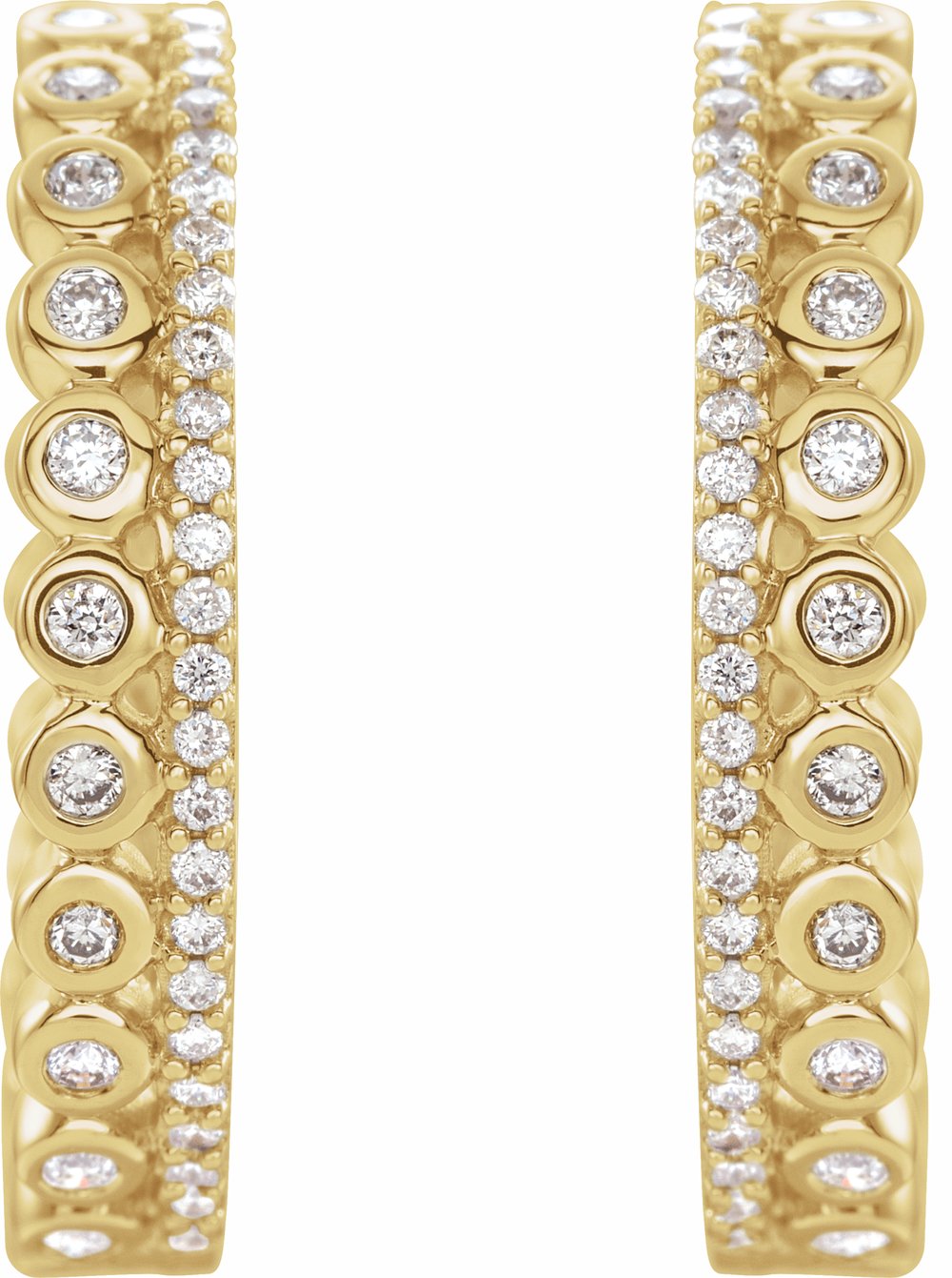 14K Yellow Gold 1/3 CTW Natural Diamond Geometric 19.1 mm Hoop Earrings