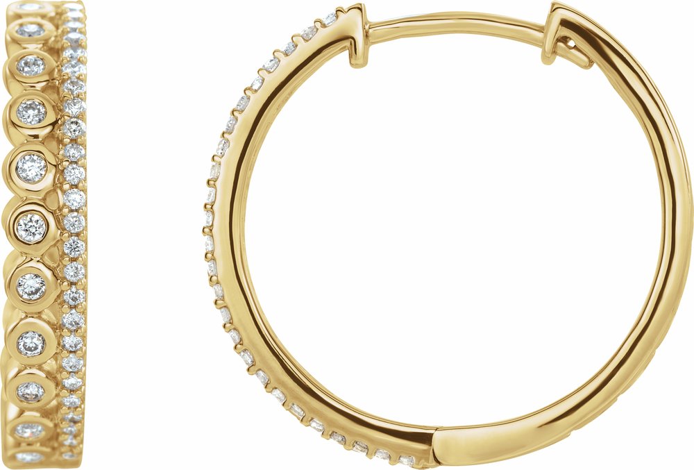 14K Yellow Gold 1/3 CTW Natural Diamond Geometric 19.1 mm Hoop Earrings