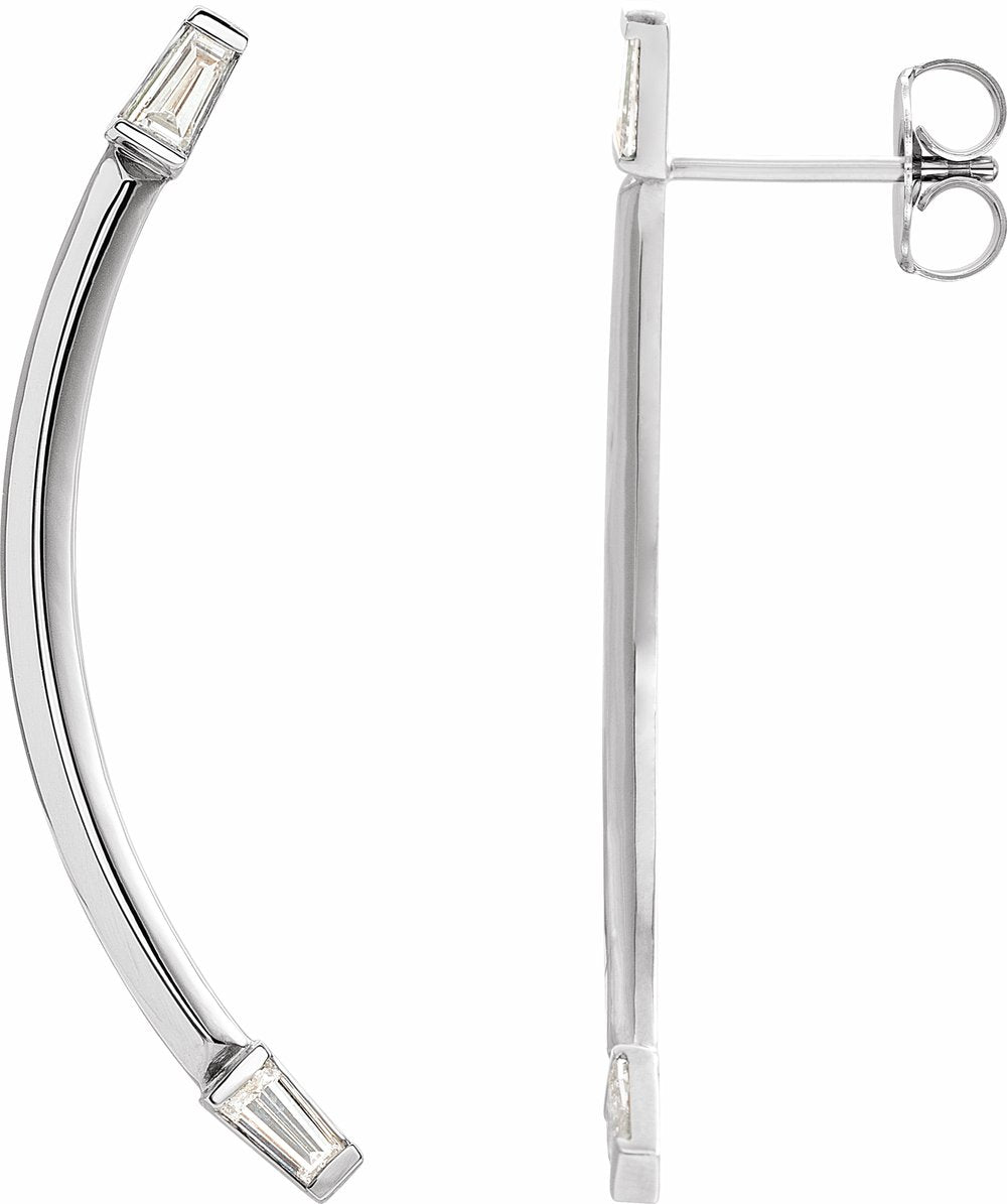 14K White 1/4 CTW Natural Diamond Curved Bar Earrings