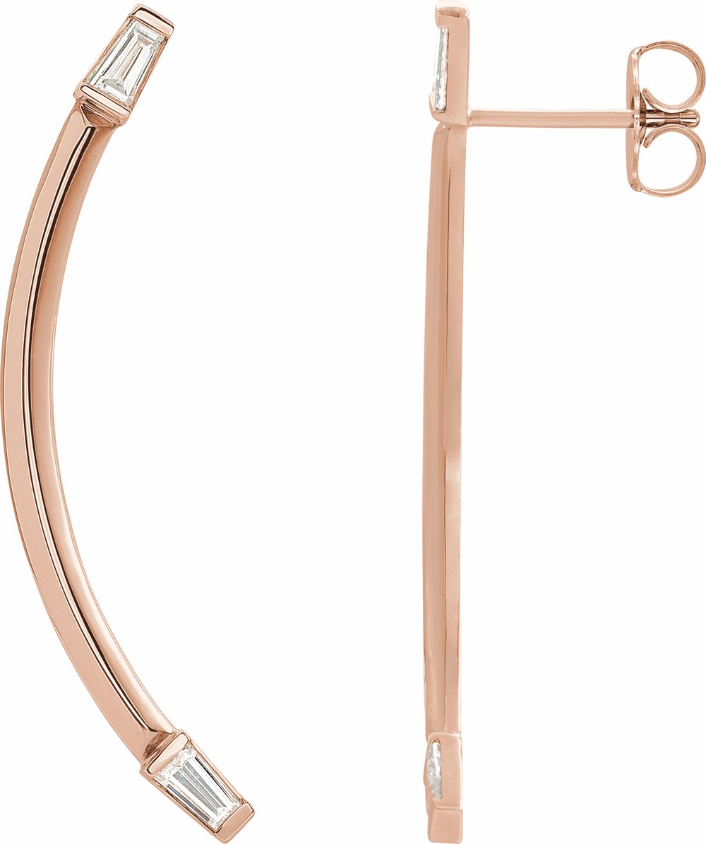 14K Rose 1/4 CTW Natural Diamond Curved Bar Earrings