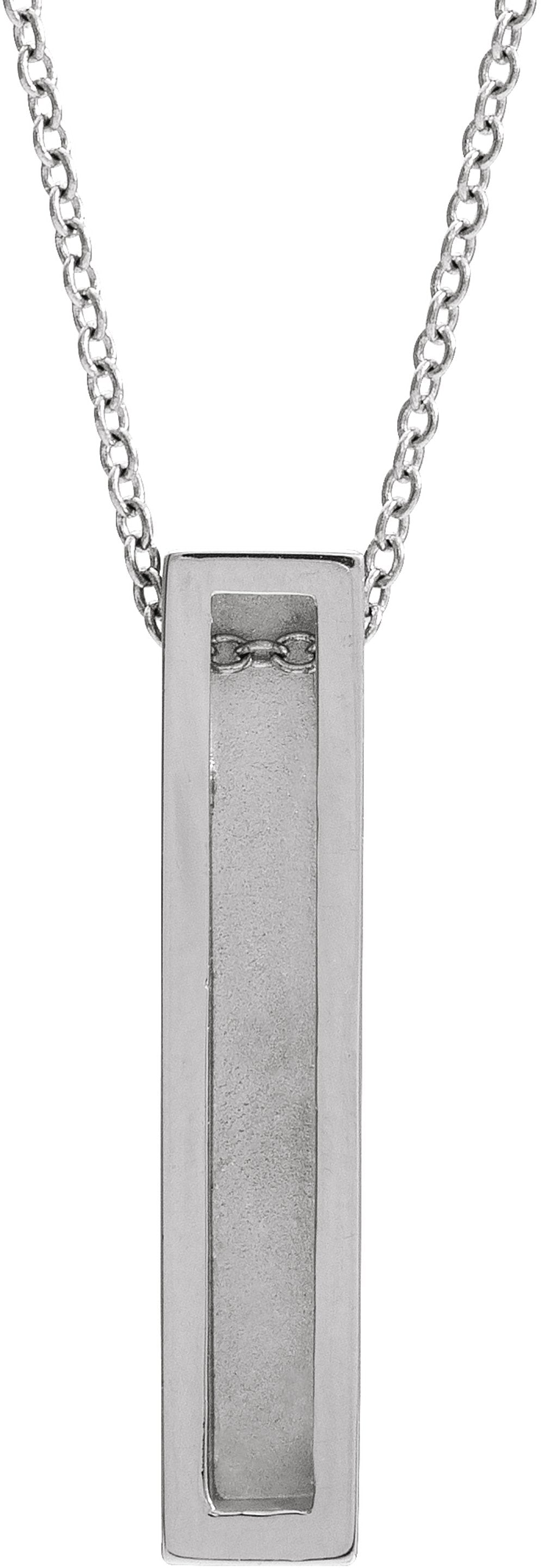 14K White Gold Engravable Sculptural Bar 16-18" Necklace