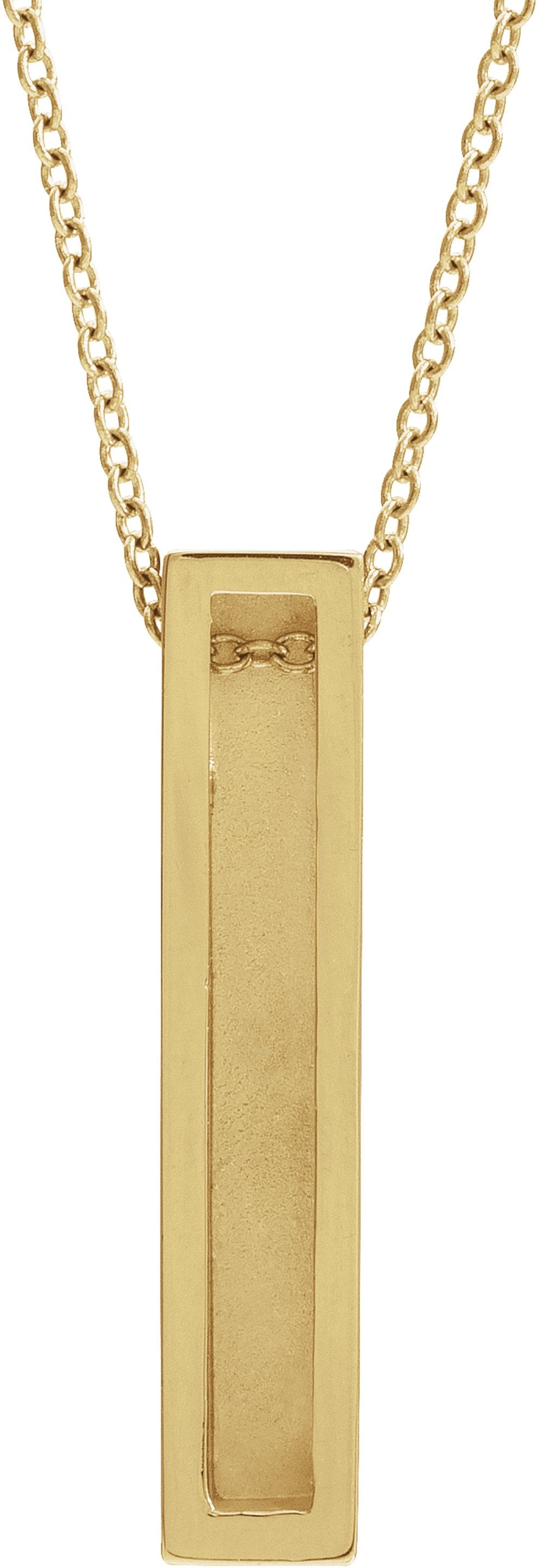 14K Yellow Gold Engravable Sculptural Bar 16-18" Necklace
