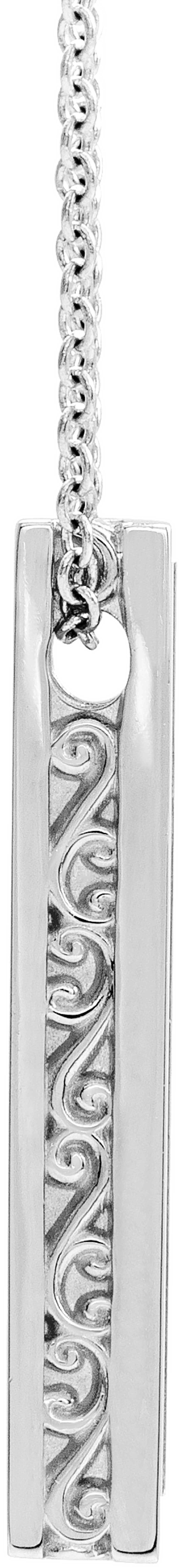 14K White Gold Engravable Sculptural Bar 16-18" Necklace