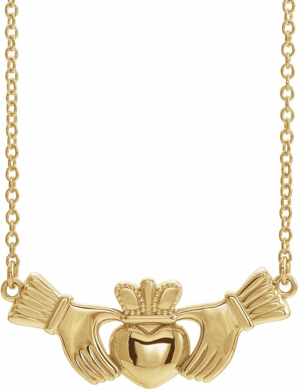 14K Yellow Gold Claddagh 16" Necklace