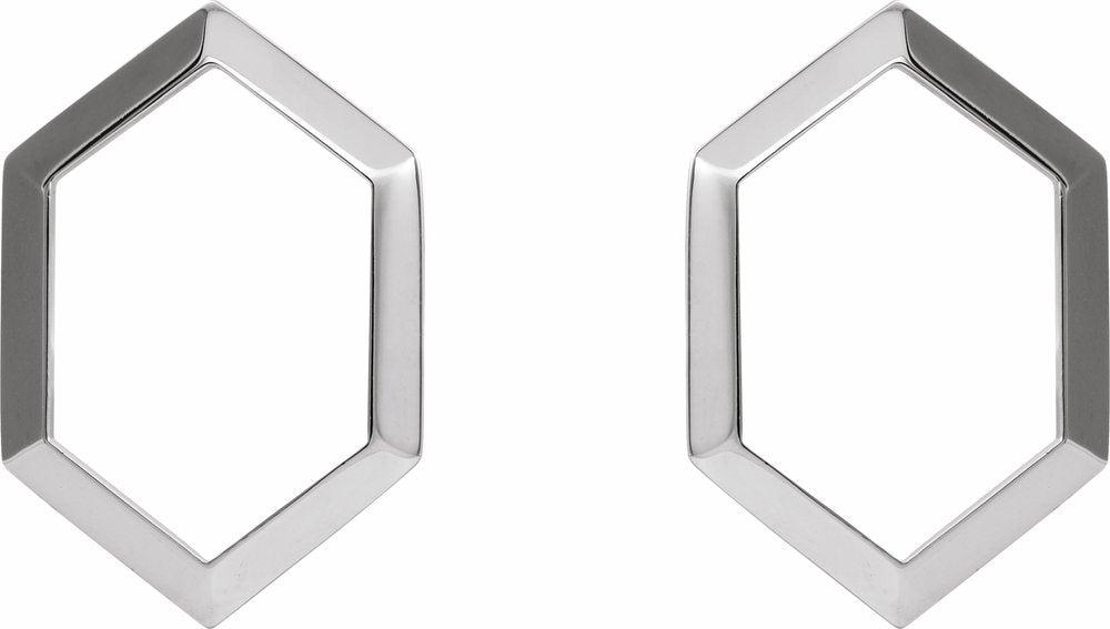 14K White Geometric Drop Earrings