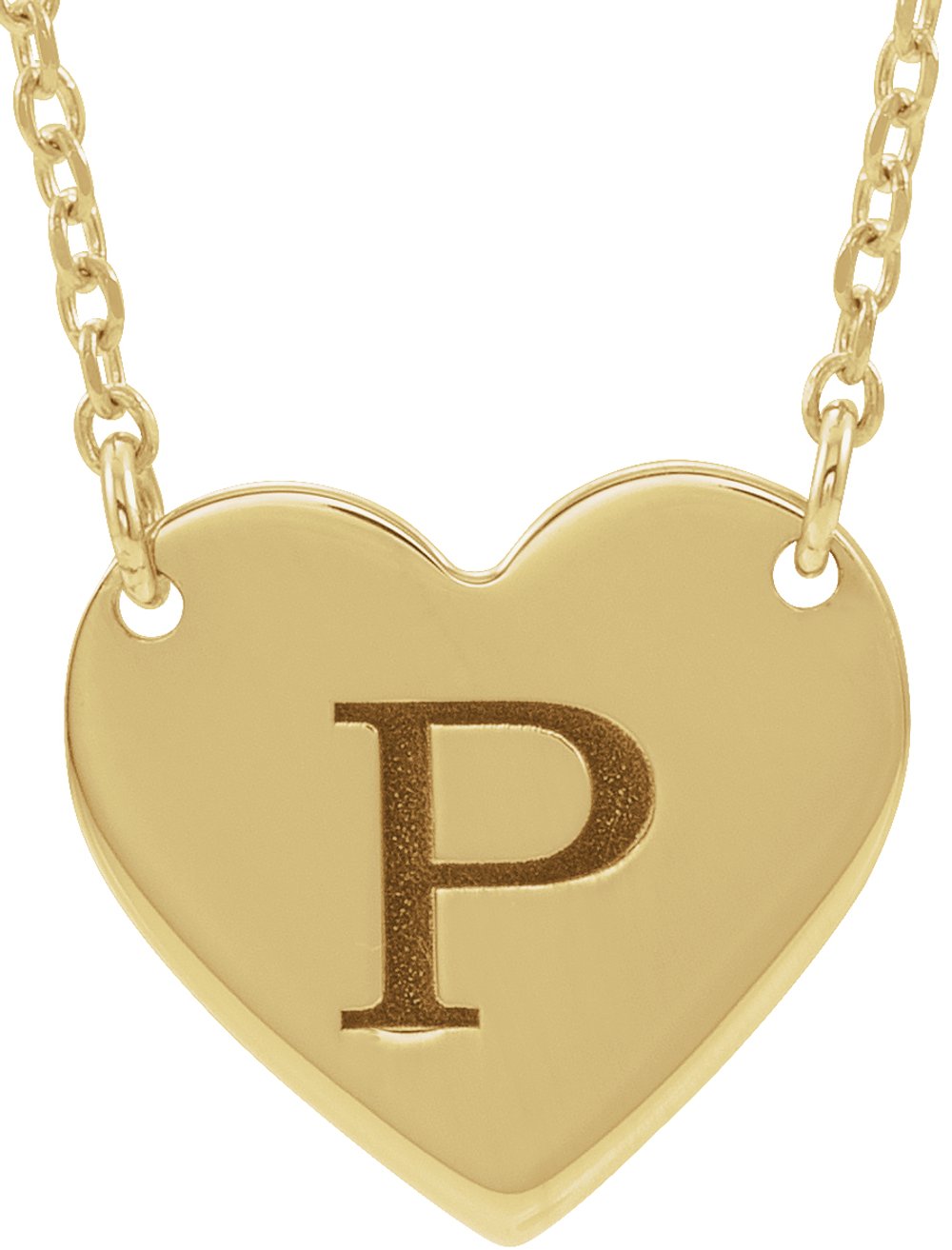 14K Yellow Gold Engravable Heart 16-18" Necklace