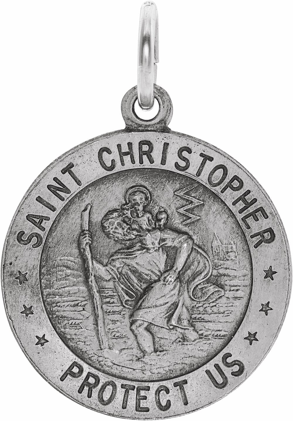 14K White Gold 20 mm St. Christopher Medal