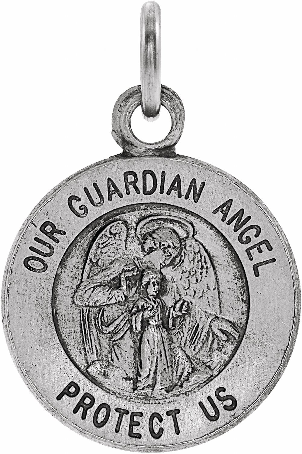 Sterling Silver 12 mm Guardian Angel Medal