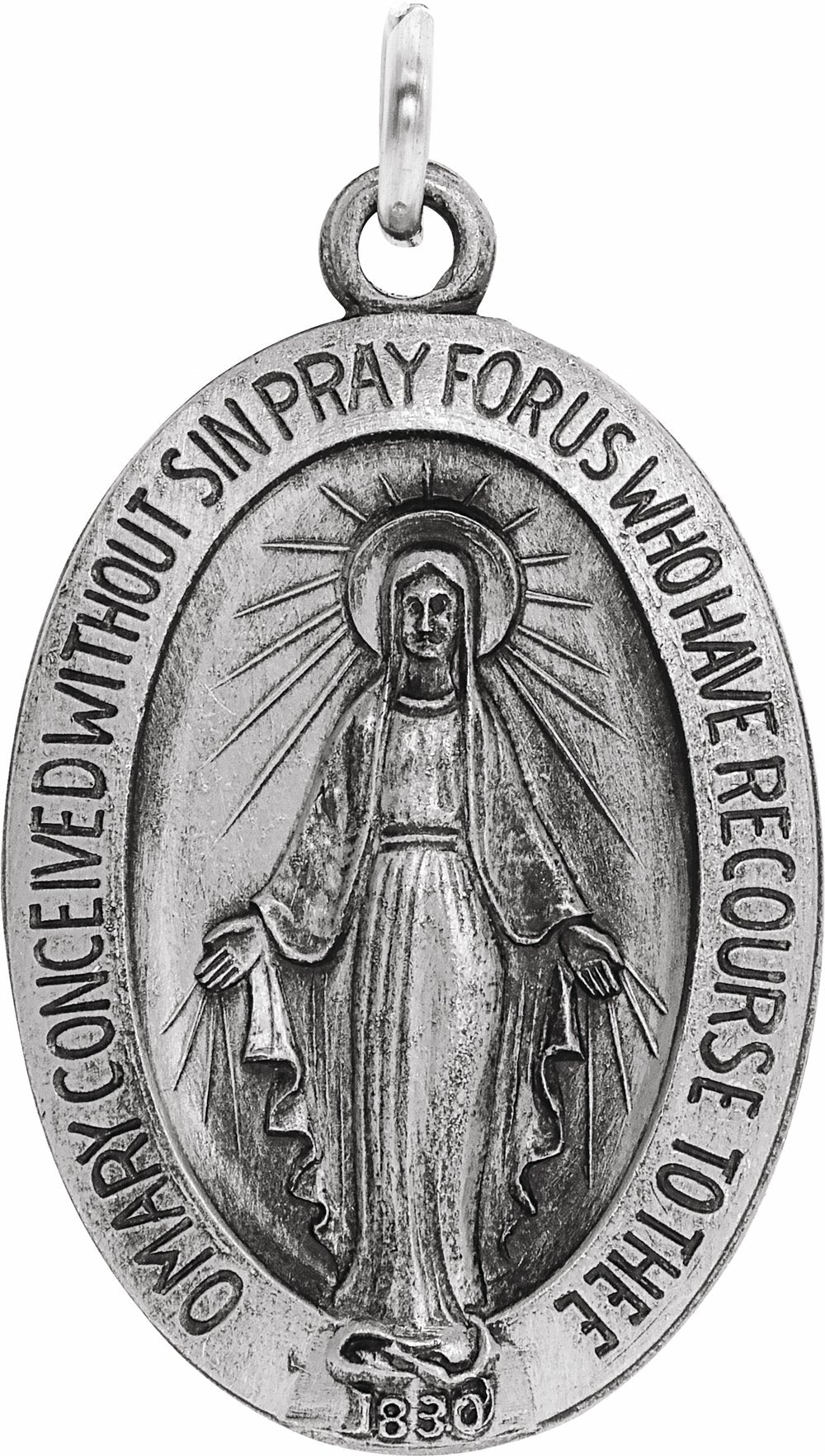 Sterling Silver 19x14 mm Oval Miraculous Medal