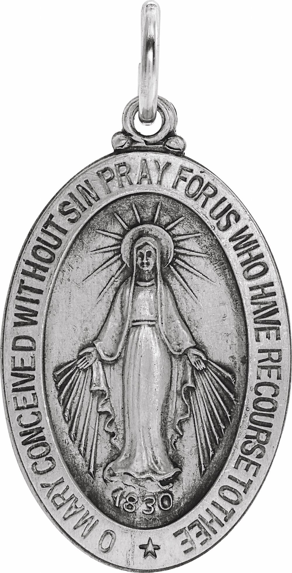 Sterling Silver 23x16 mm Oval Miraculous Medal