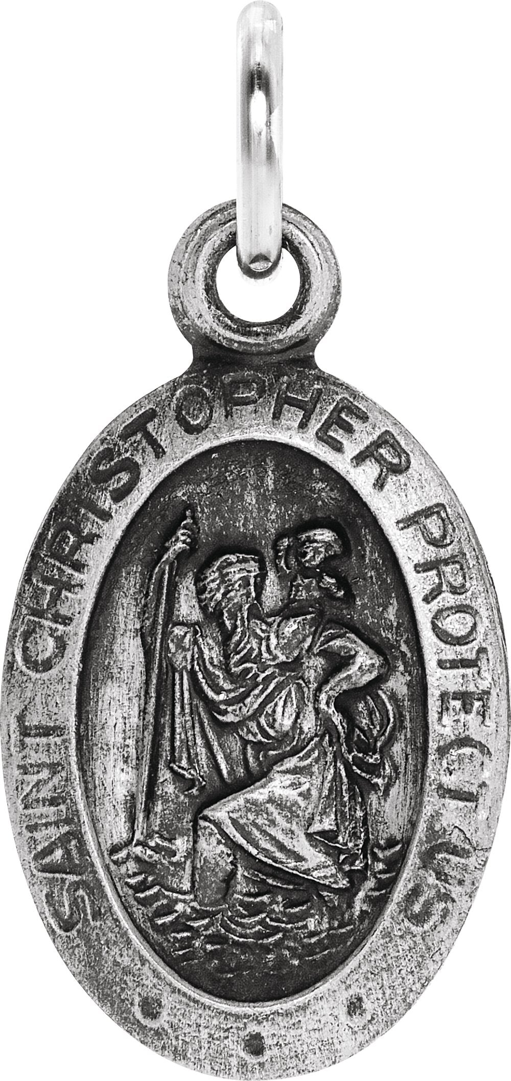 Sterling Silver 12x9 mm St. Christopher Medal