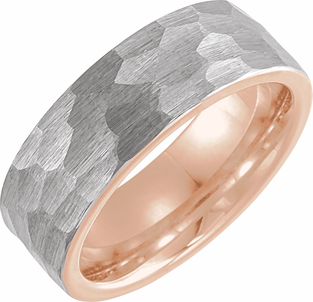18K Rose Gold PVD Tungsten 8 mm Comfort-Fit Flat Band Size 7