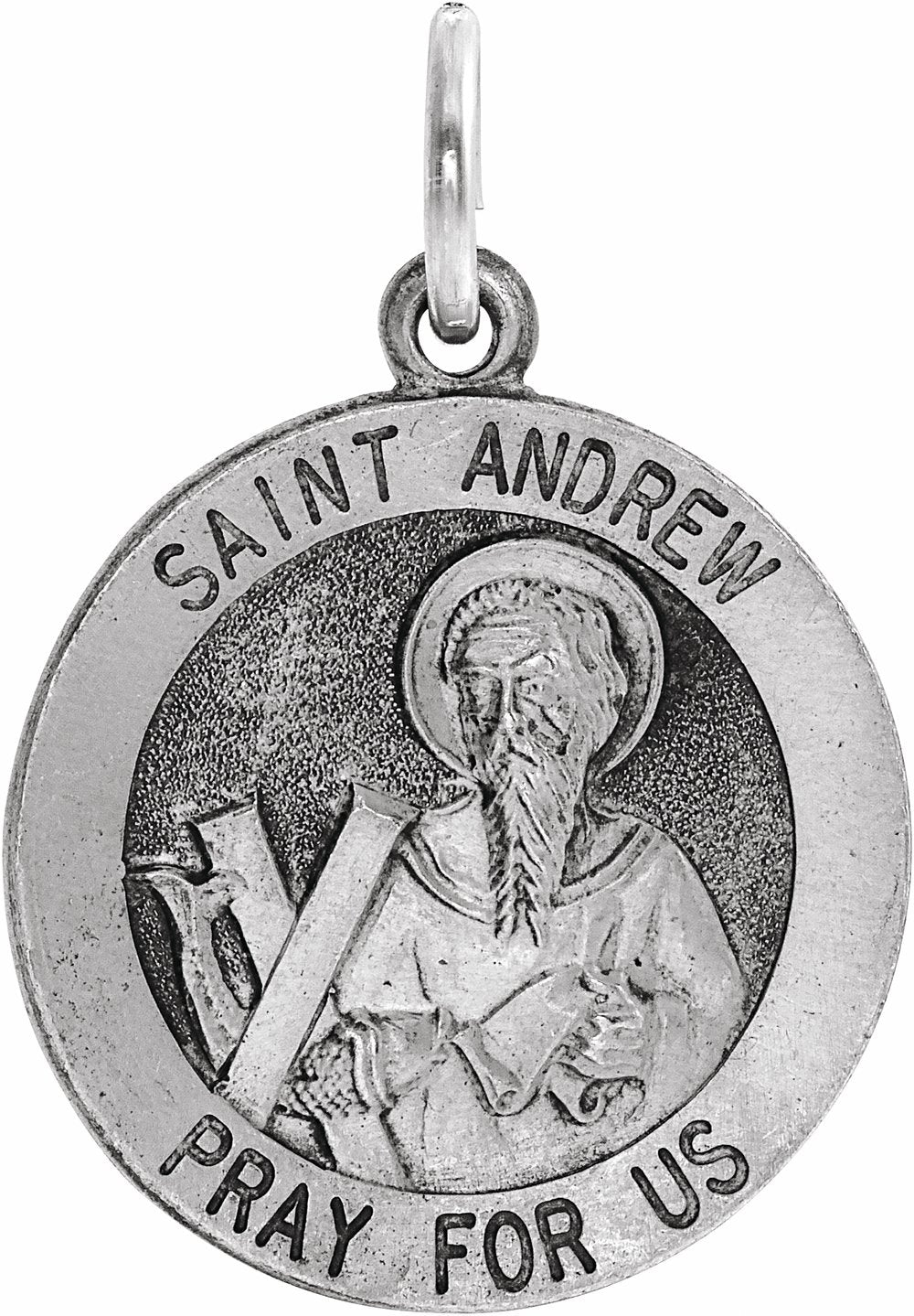 Sterling Silver 18 mm Round St. Andrew Medal