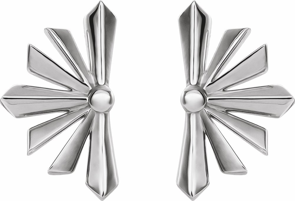 14K White Pair Star Earring