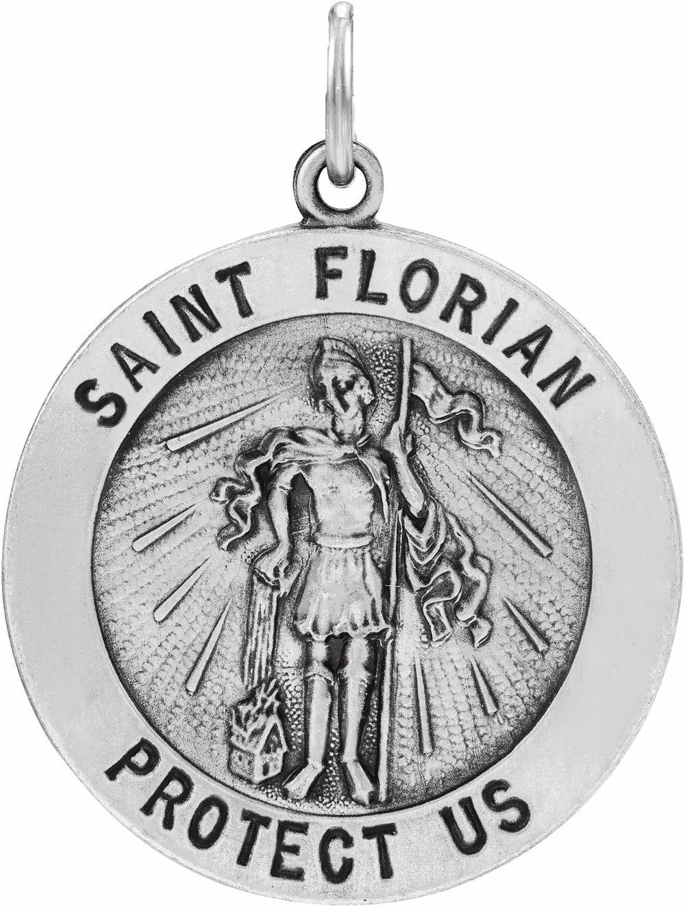 Sterling Silver 22 mm Round St. Florian Medal