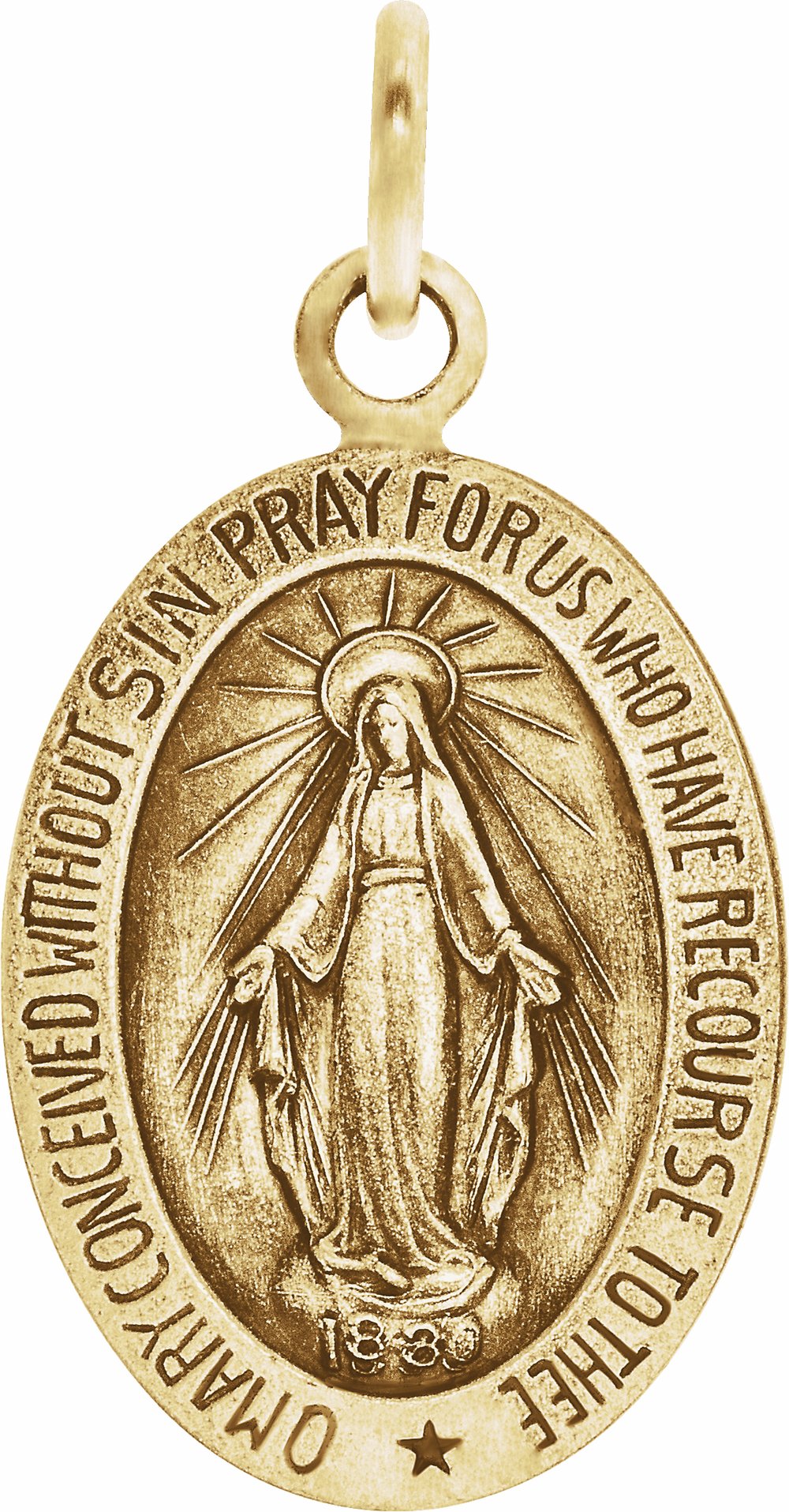 14K Yellow Gold 15x11 mm Oval Miraculous Medal