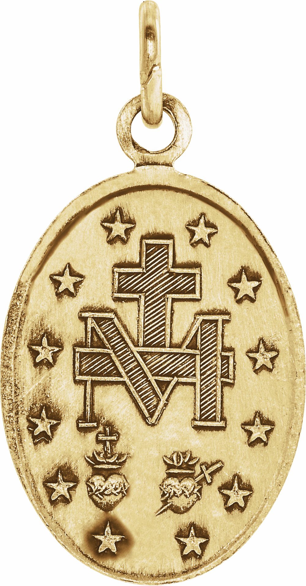 14K Yellow Gold 15x11 mm Oval Miraculous Medal