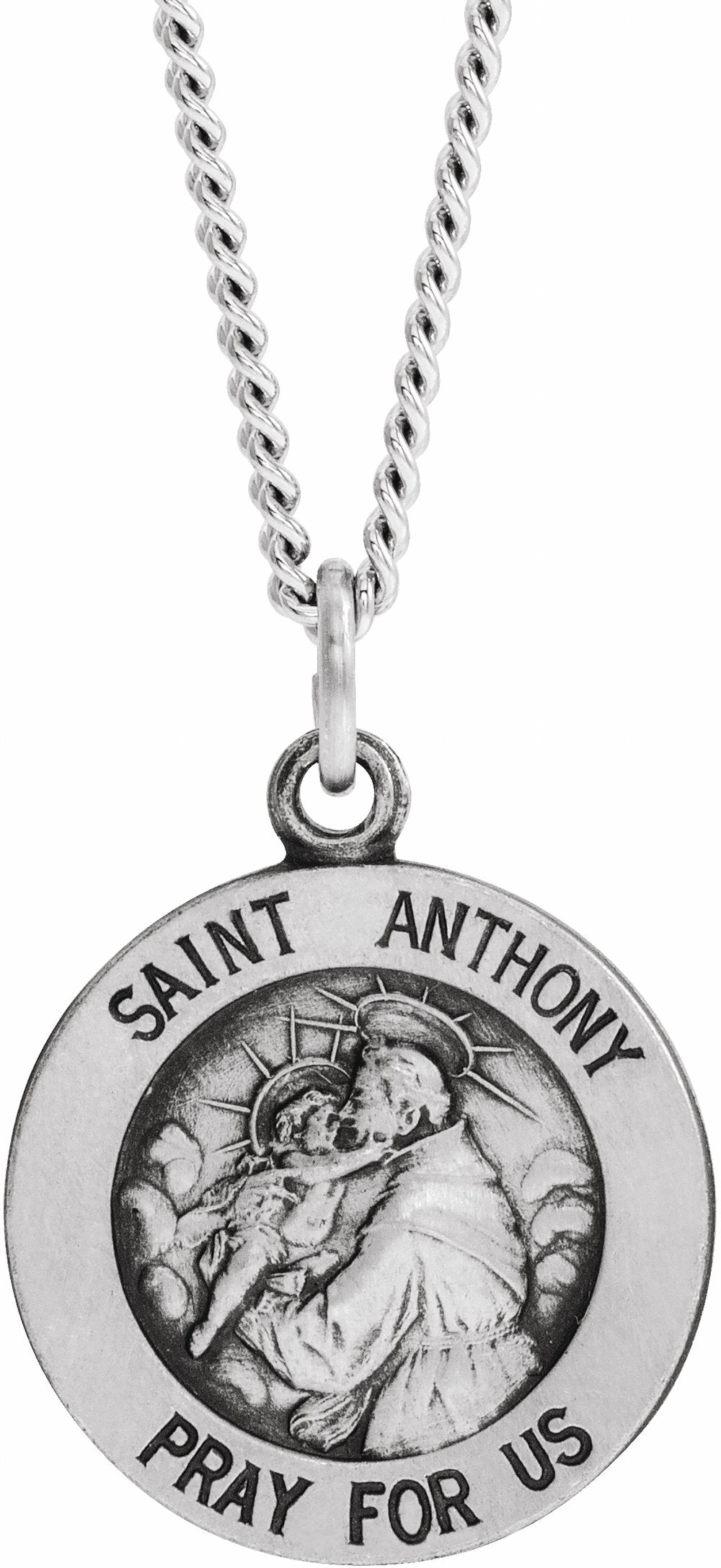 Sterling Silver 15 mm St. Anthony Medal 18" Necklace