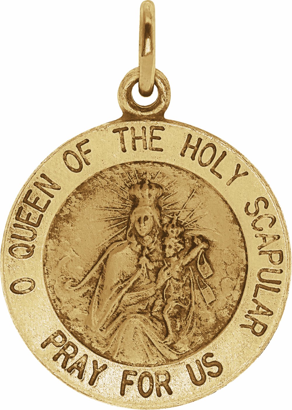 14K Yellow 15 mm Round Scapular Medal