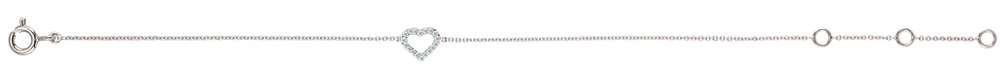 14K White Gold .06 CTW Natural Diamond Heart 6-7" Bracelet