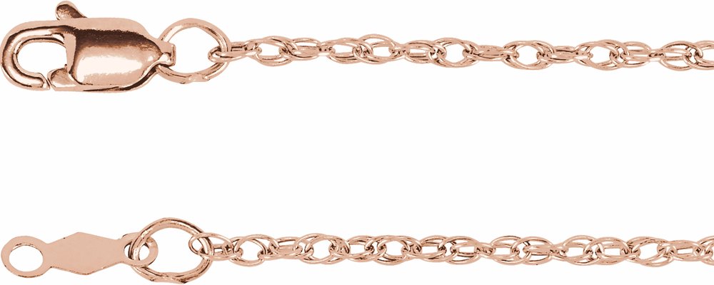 10K Rose Gold 1.5 mm Rope 16" Chain