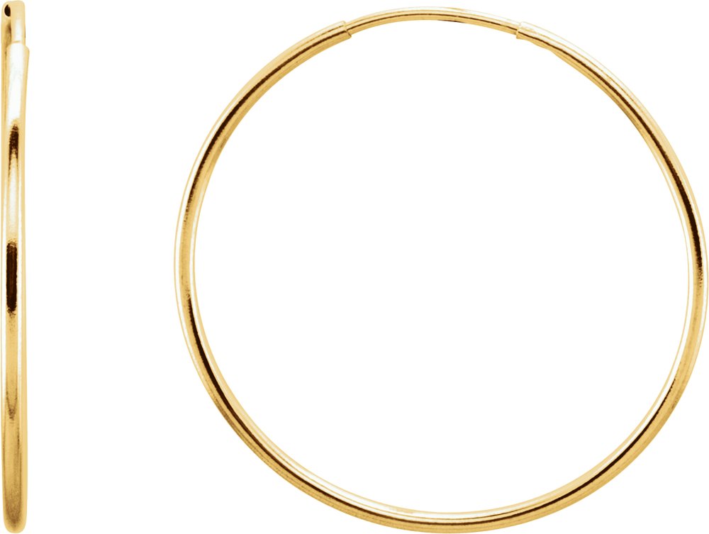 14K Yellow Gold Endless Tube 24 mm Hoop Earring