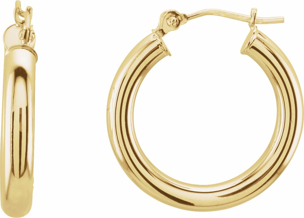 14K Yellow Gold Tube 20 mm Hoop Earrings