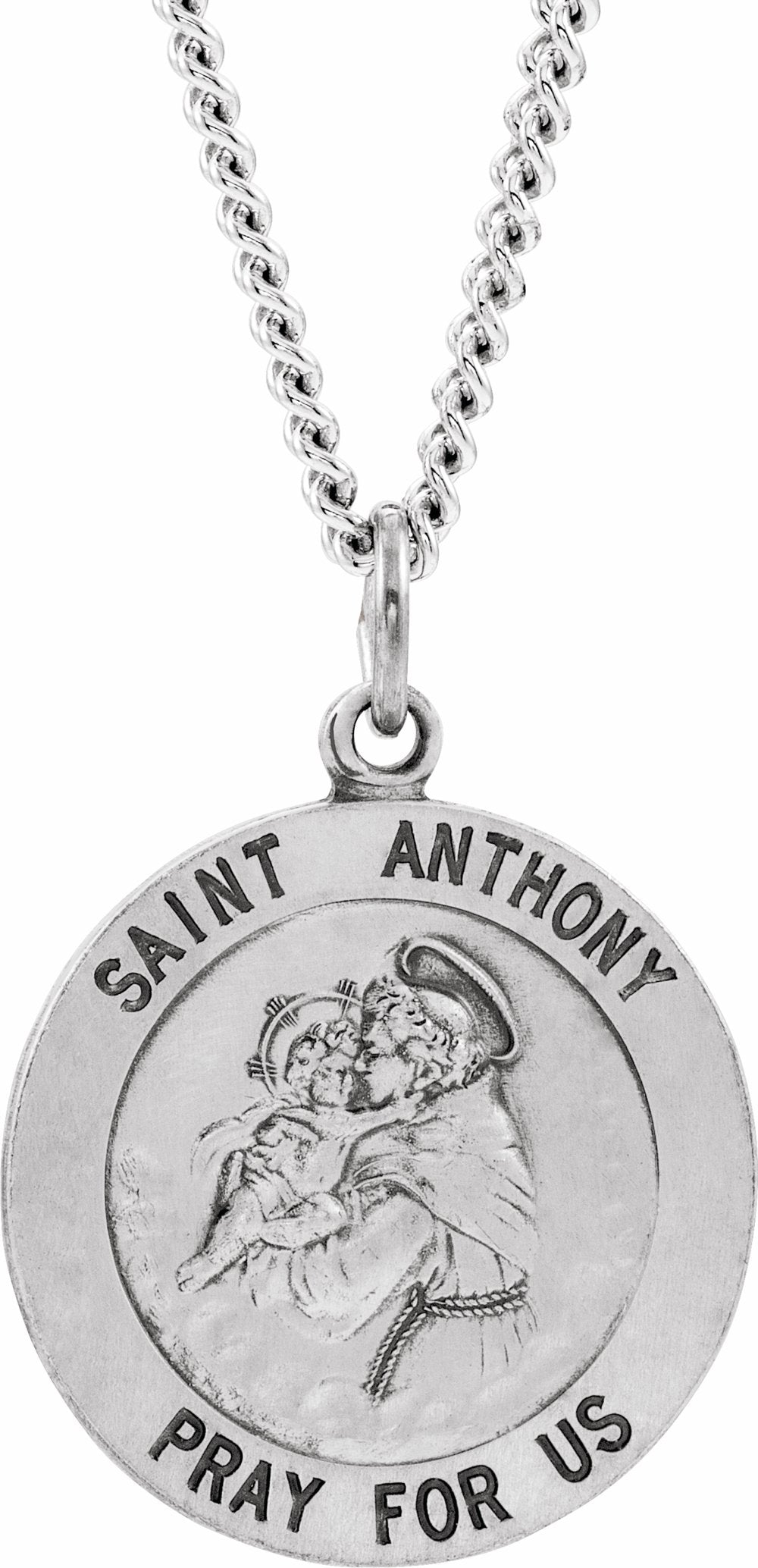 Sterling Silver 22 mm St. Anthony Medal 24" Necklace