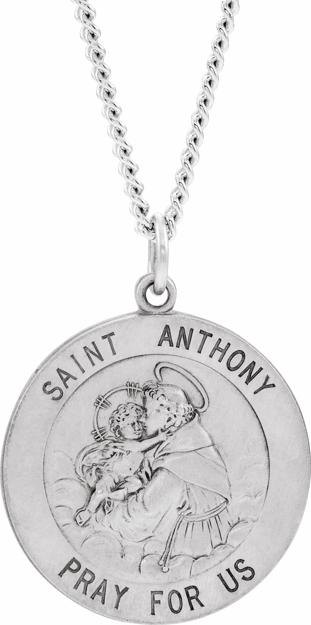 Sterling Silver 25 mm St. Anthony Medal 24" Necklace