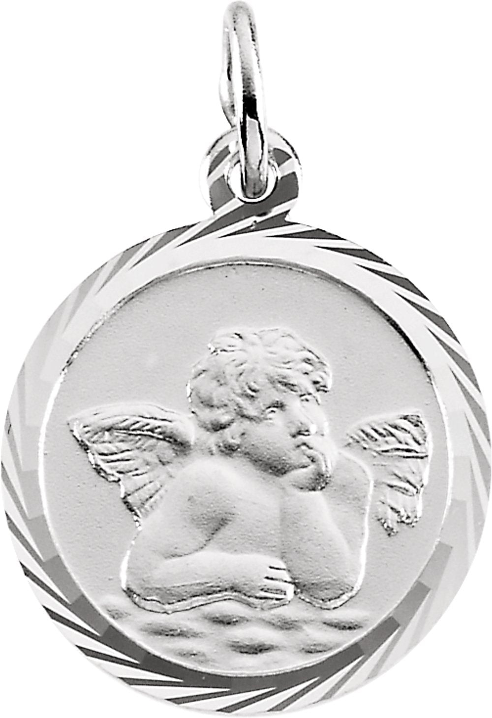14K White 14 mm Angel Medal