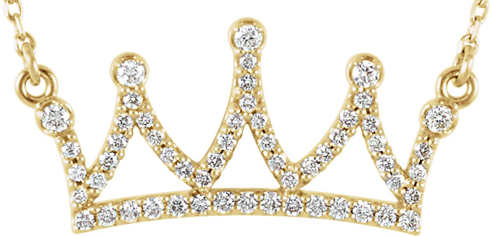 14K Yellow Gold 1/5 CTW Natural Diamond Crown 16" Necklace