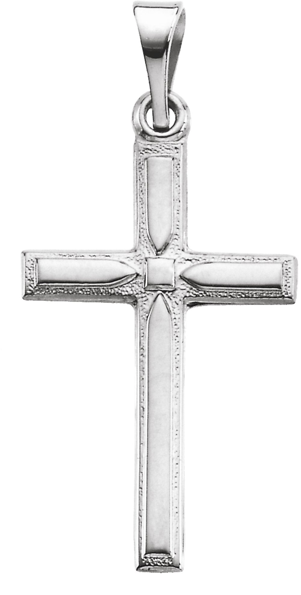 14K White Gold 19x12.5 mm Cross Pendant