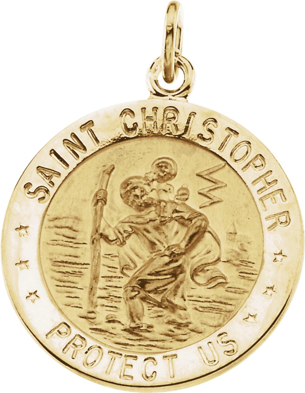 14K Yellow Gold 18 mm St. Christopher Medal