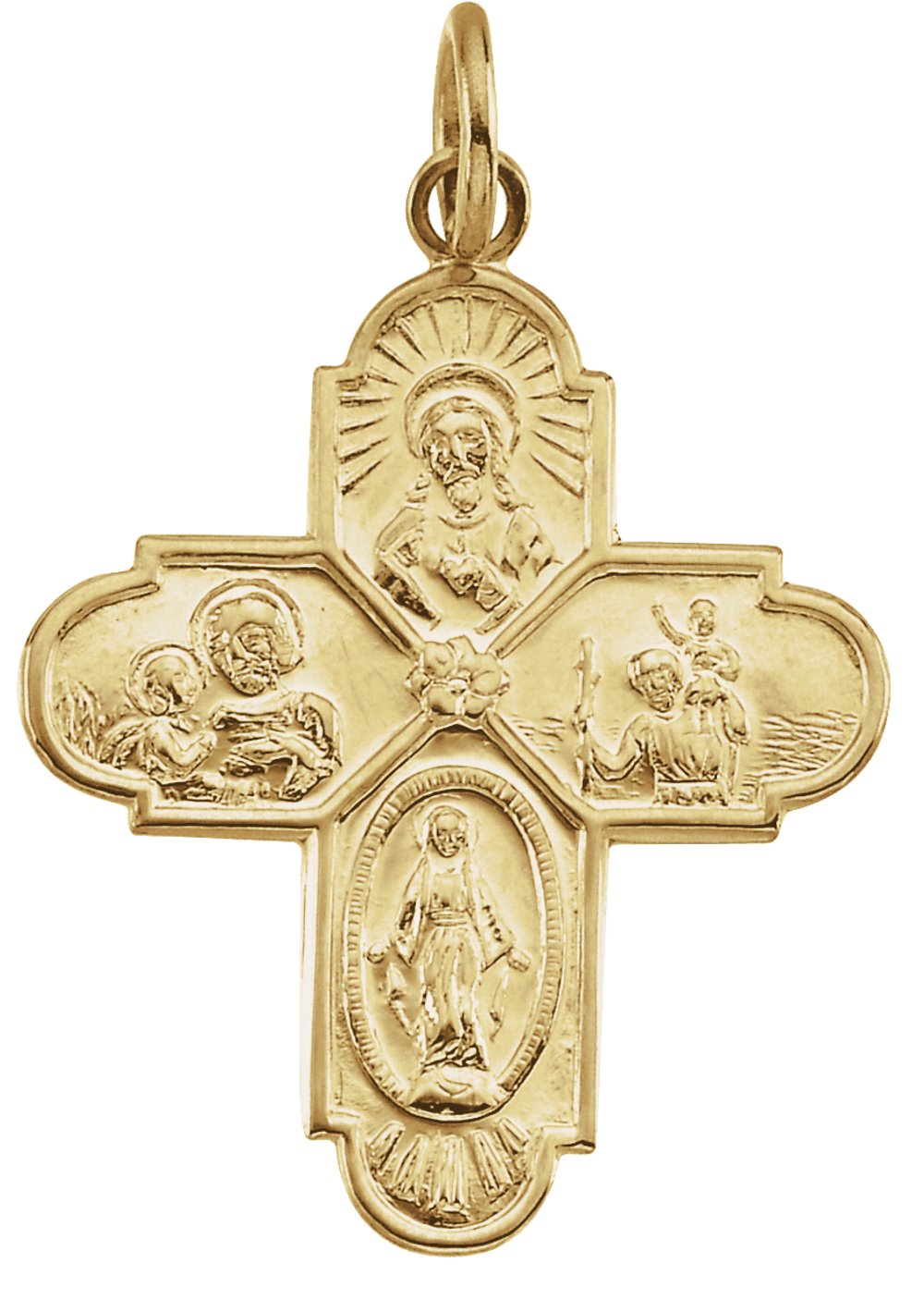 14K Yellow Gold 24.5x21.5 mm Four-Way Cross Medal