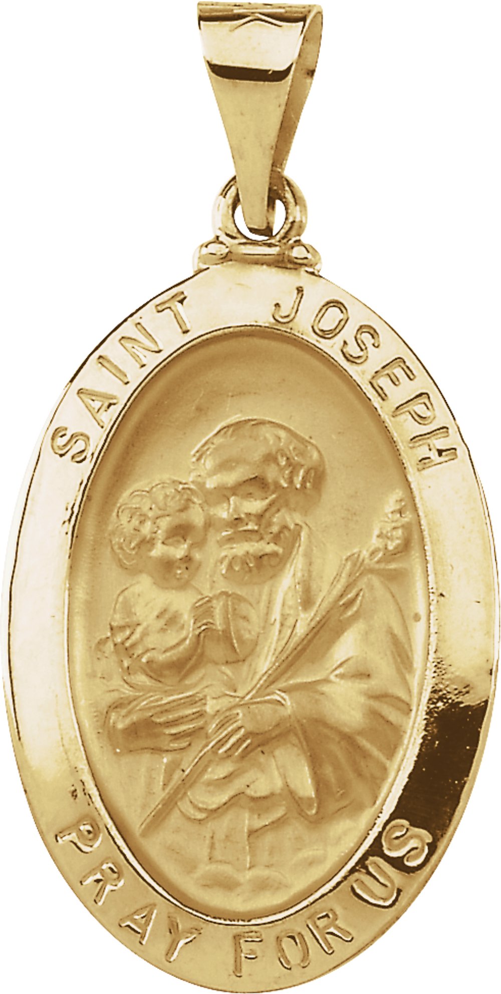 14K Yellow 23x16 mm Hollow Oval St. Joseph Medal
