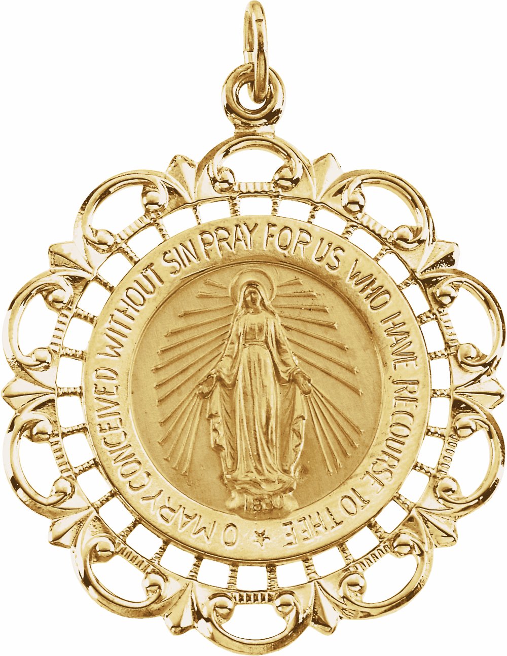 14K Yellow 25 mm Round Miraculous Medal