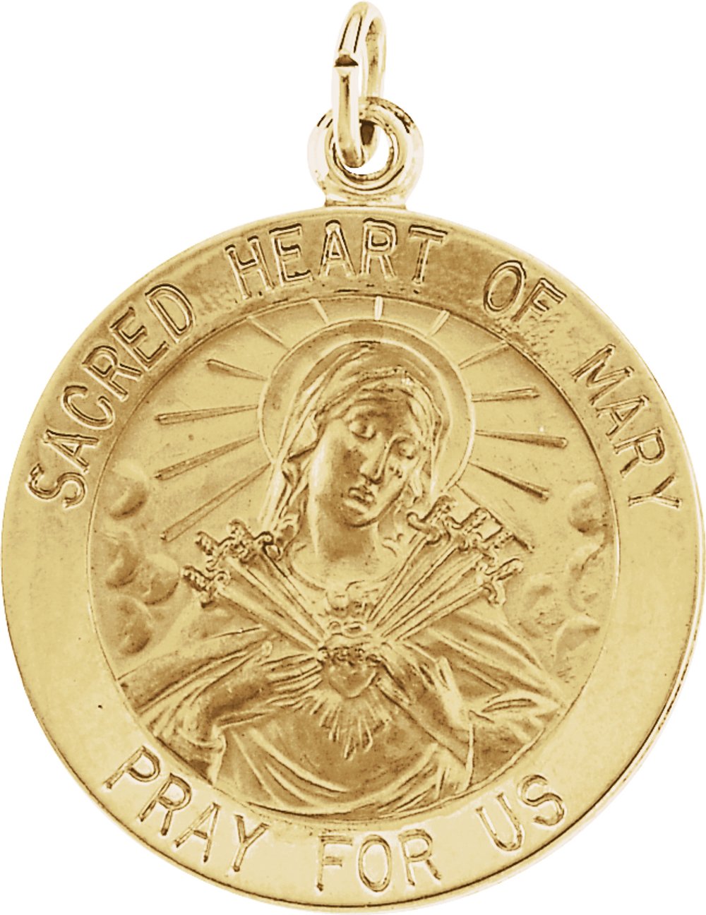 14K Yellow 22 mm Sacred Heart of Mary Medal