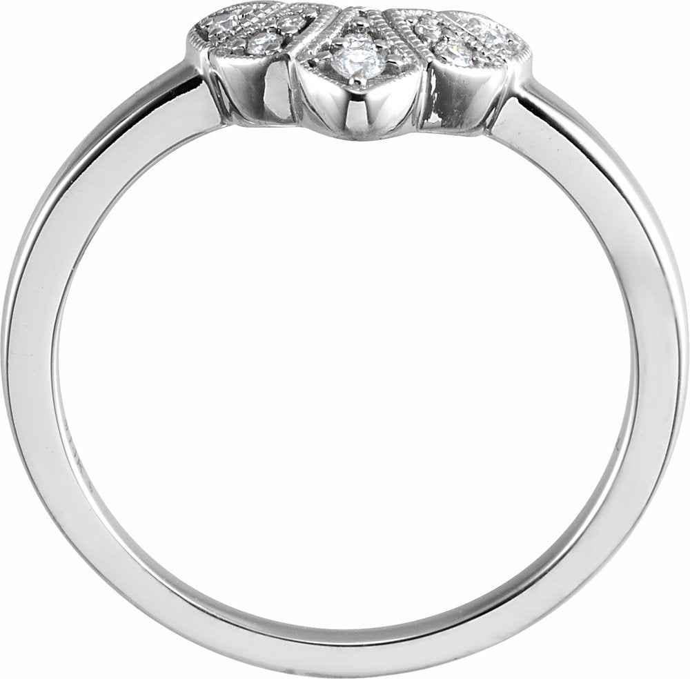 14K White .06 CTW Natural Diamond Contour Band