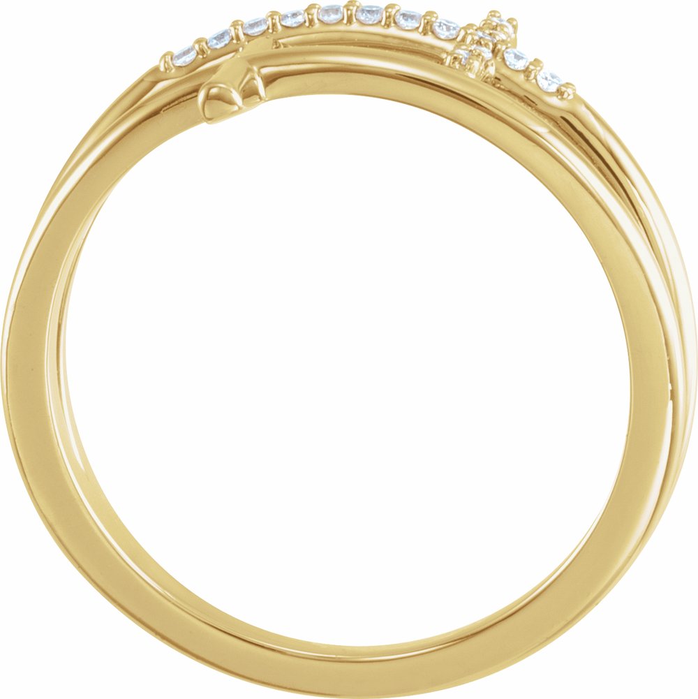 14K Yellow Gold .06 CTW Natural Diamond Sideways Cross Ring