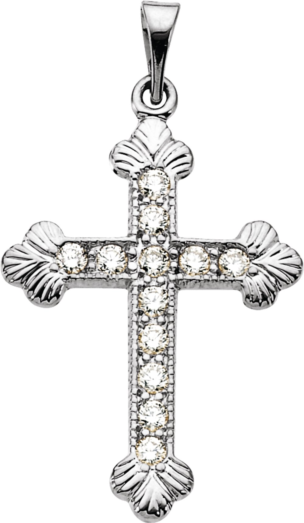 14K White 1/4 CTW Natural Diamond Cross Pendant