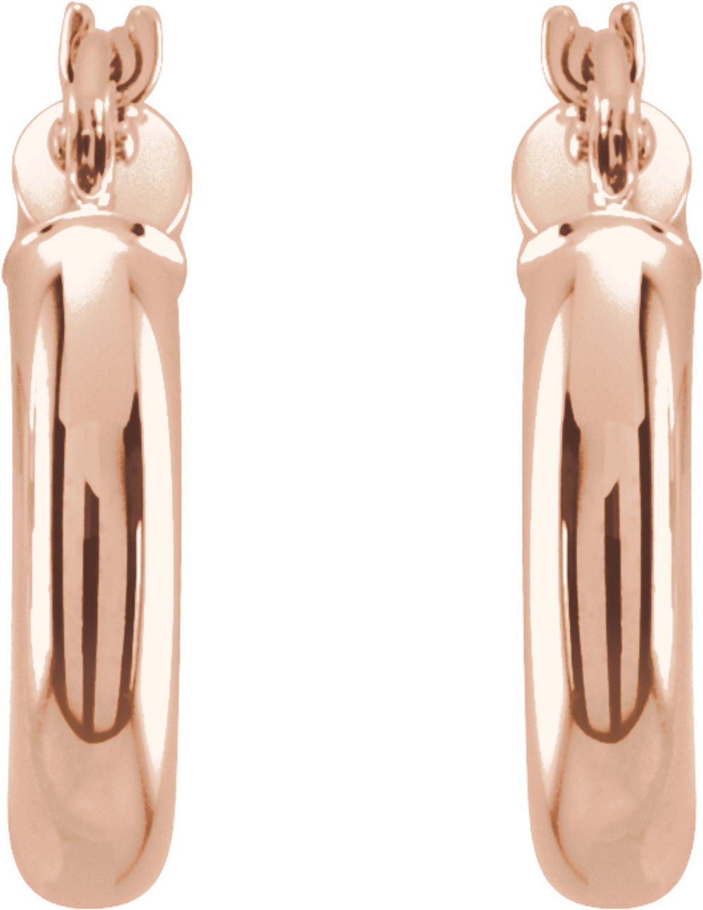 14K Rose Gold Tube 15 mm Hoop Earrings