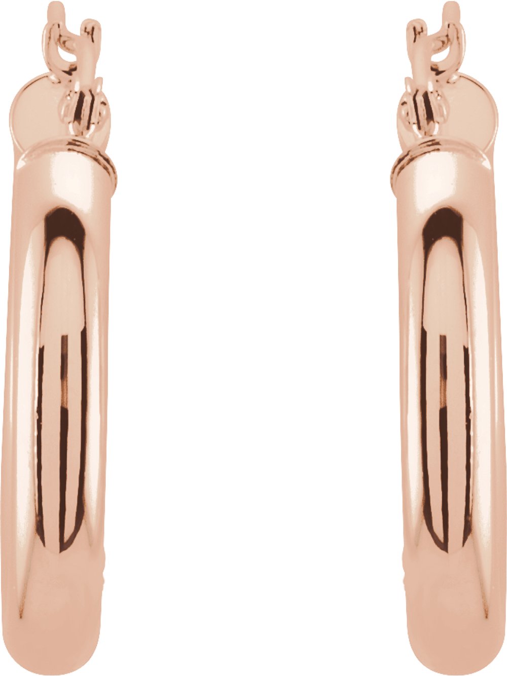 14K Rose Tube 20 mm Hoop Earrings