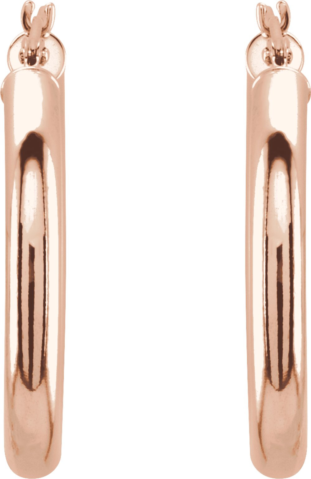 14K Rose Gold Tube 25 mm Hoop Earrings