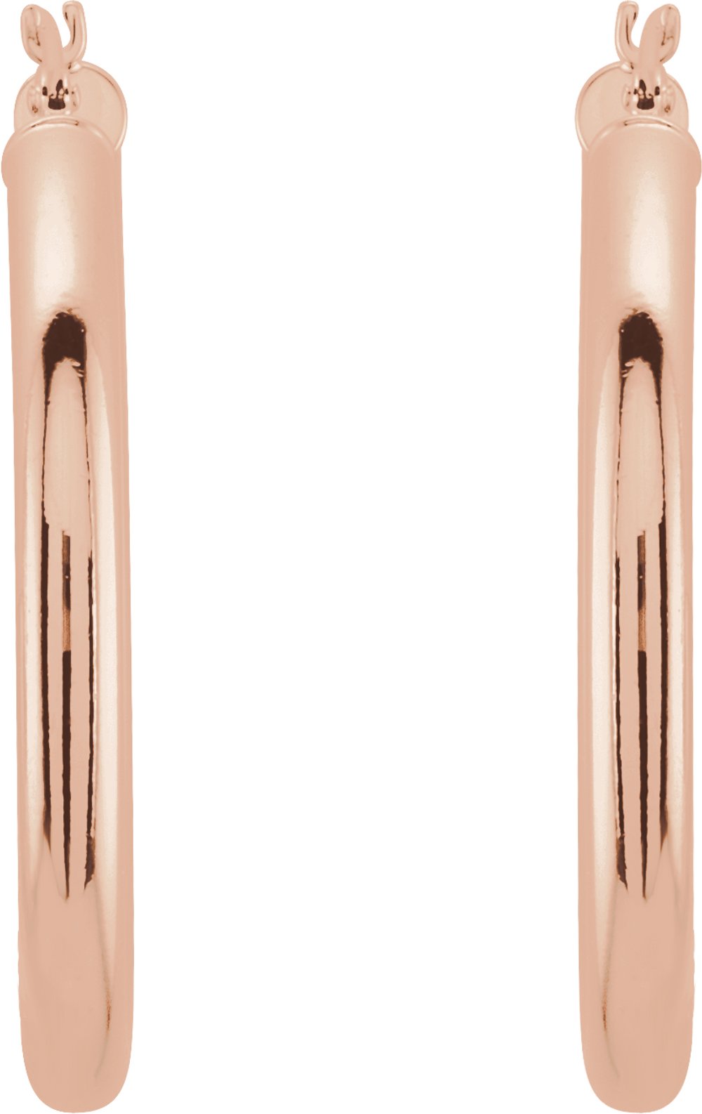 14K Rose Gold Tube 30 mm Hoop Earrings