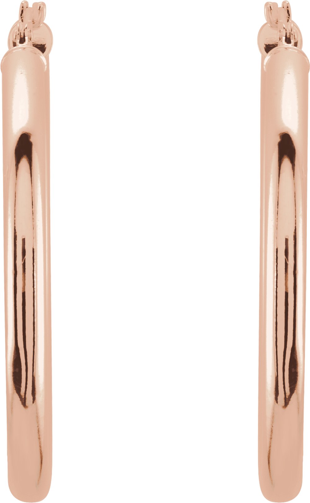 14K Rose Gold Tube 35 mm Hoop Earrings