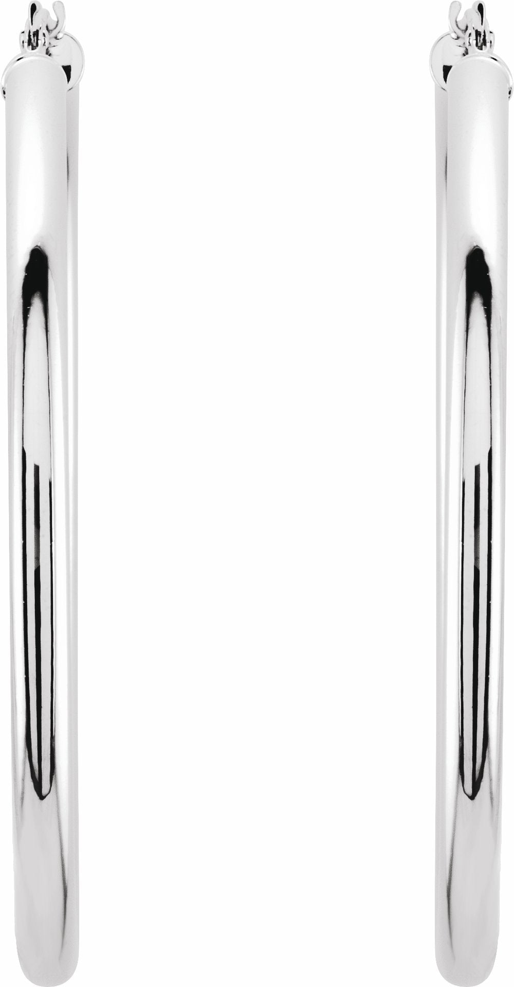 14K White Gold Tube 48 mm Hoop Earrings