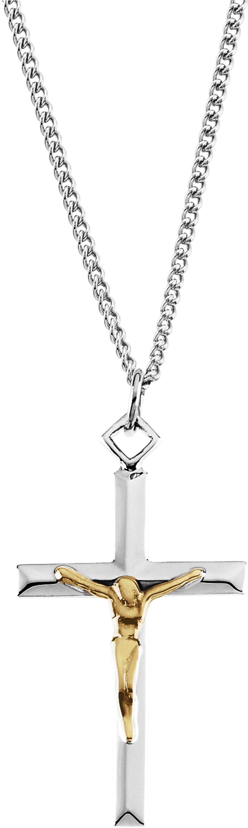 Sterling Silver 29x18 mm Crucifix 24" Necklace