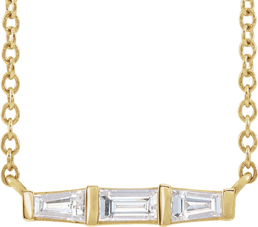 14K Yellow Gold 1/8 CTW Natural Diamond Bar 18" Necklace