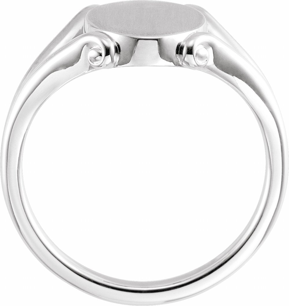 Sterling Silver 13.2x8.6 mm Oval Signet Ring