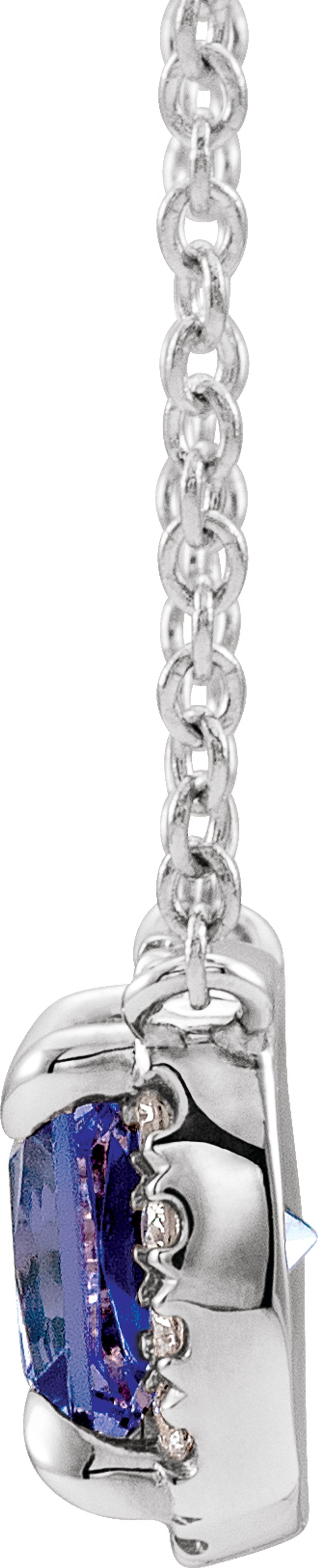 14K White Gold Natural Blue Sapphire & .05 CTW Natural Diamond 18" Necklace